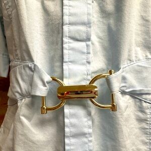 New York&Company size 14 light blue shirt with a horse bit toggle in the front